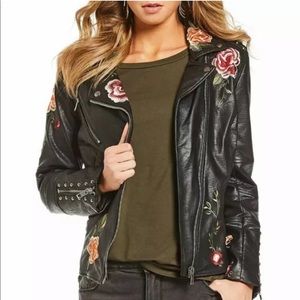 Gibson Latimer Embroidered Floral Leather Jacket - Small NWT